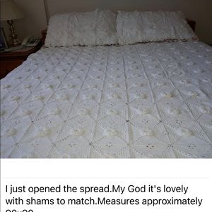 Vintage handmade crochet bed spread